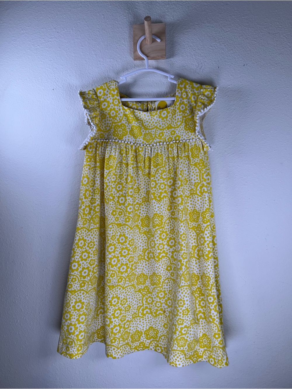 Mini Boden Yellow Floral Cotton Sundress Size 6-7y